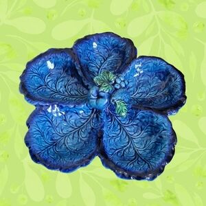 INARCO Mood Indigo Vintage Serving Tray Blue Fruits